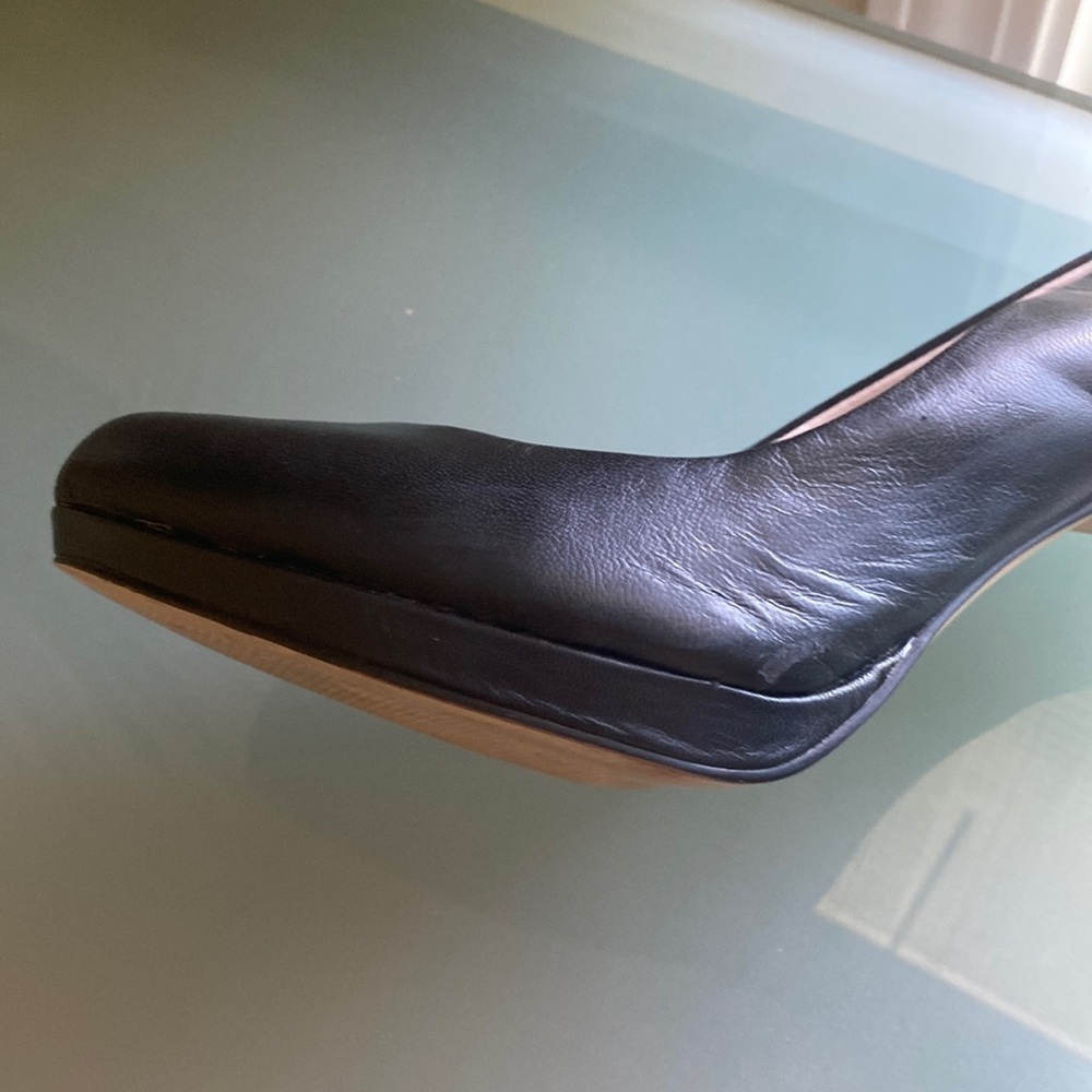 Nine West Platform Heels Nine West Black Leather Pumps Size 9 - Picture 9 of 9